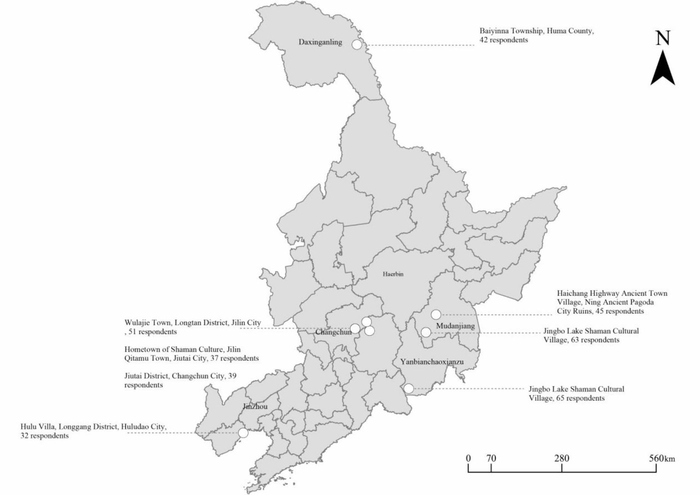 Representative map figure for tourist experience and sacredness research assessment outcome