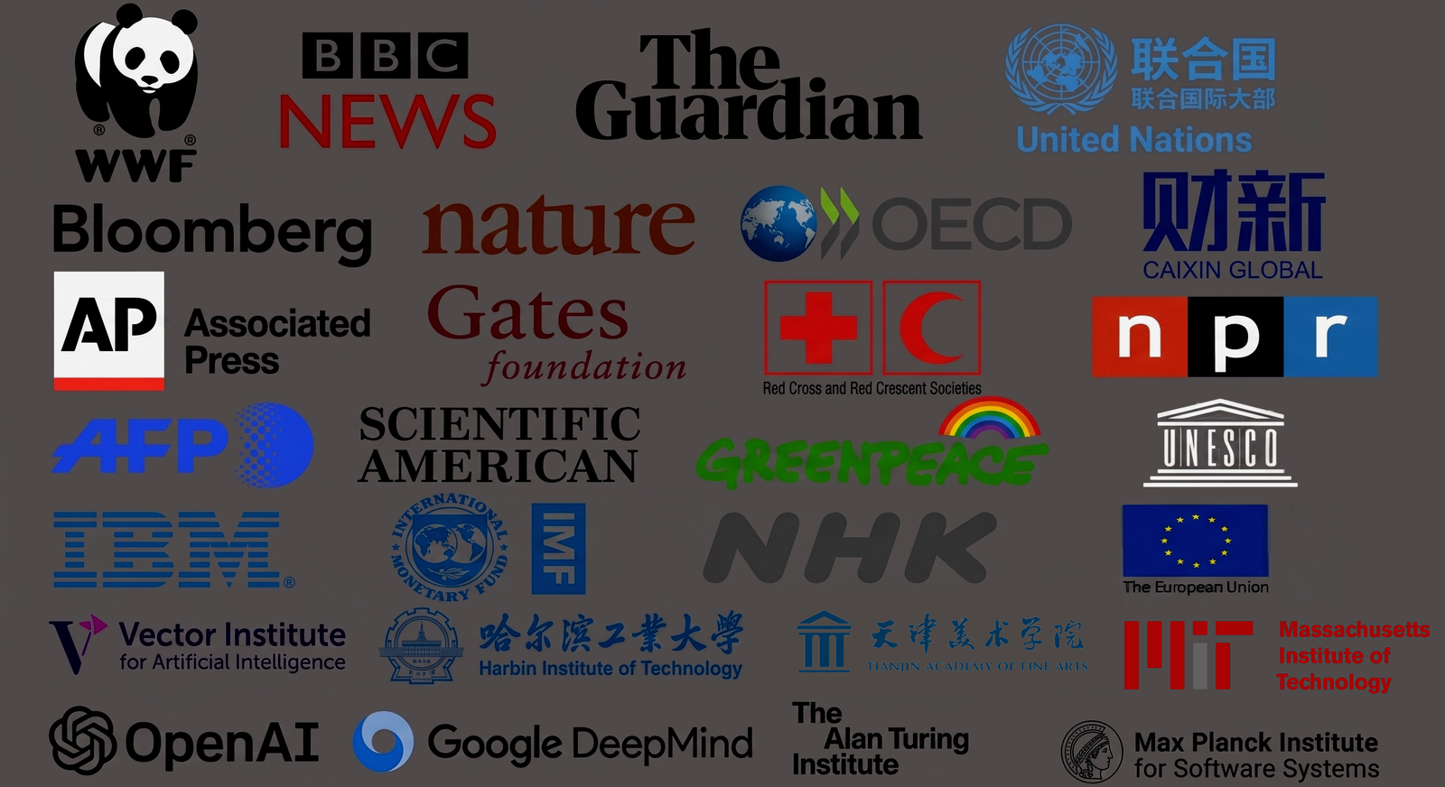 Global media, research and institutional logos